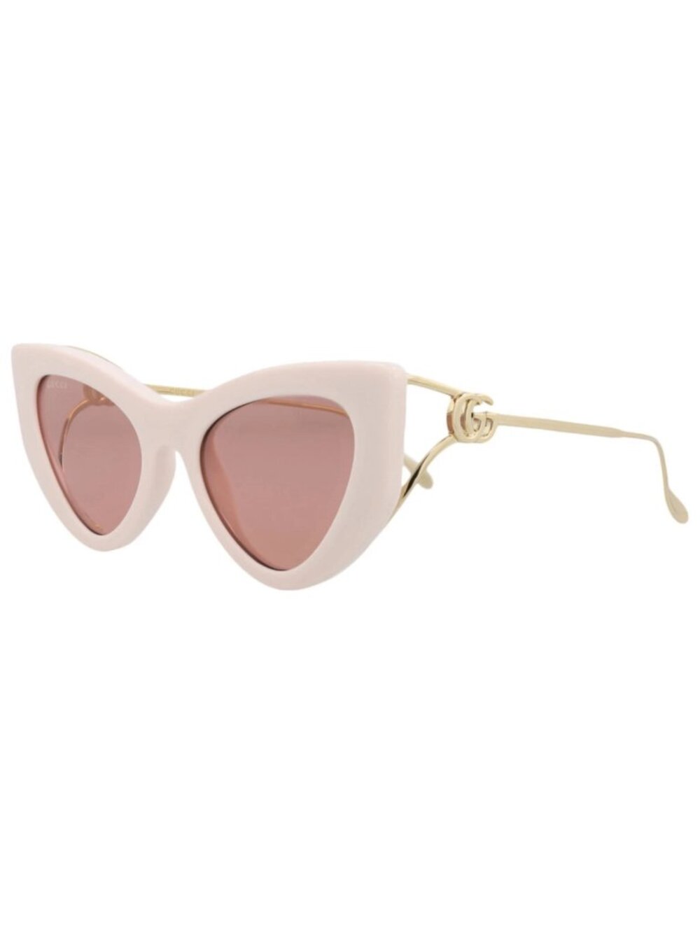 New Gucci Women's Sunglasses Cat Eye Injection Frame Ivory Gold Red